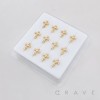 12PCS OF MULTI CZ CROSS CENTER HEART CZ 316L SURGICAL STEEL L-SHAPE NOSE RING BOX